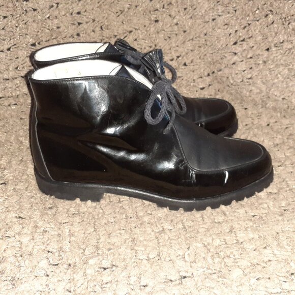 BALLY MALWA-VTG Black Patent/Regular Leather Bootie-Sz 4.5 E (UK)-6 US-Excellent - Picture 5 of 9